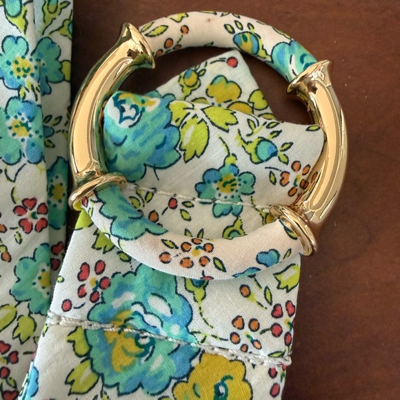 J CREW Floral fabric belt with gold buckle size M-L NWT - Picture 2 of 4
